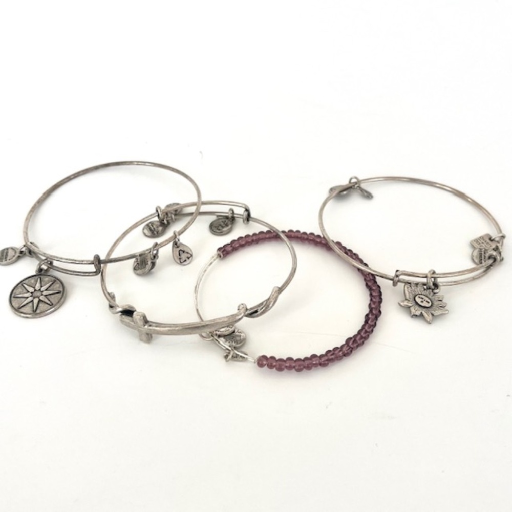 Alex and Ani 4 silver Charmed Bracelets